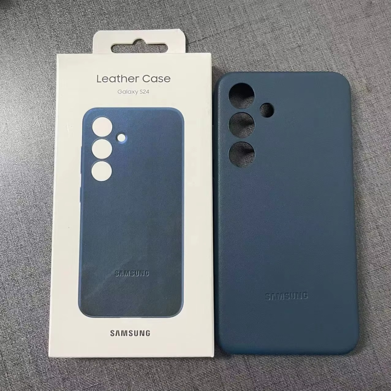 Genuine Leather Case With Camera Protection Metal Ring for Galaxy S24