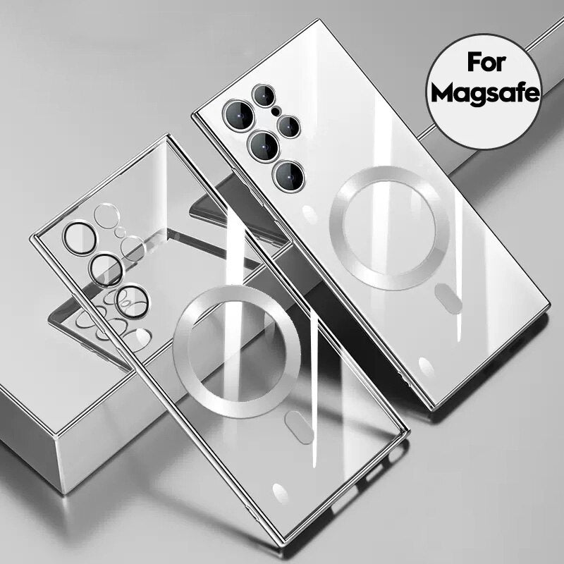 Magnetic Magsafe Plating Transparent Case For Galaxy S23 Ultra