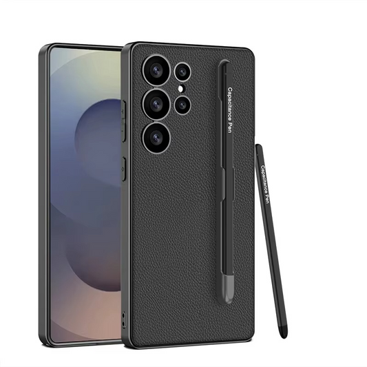 Ultra Slim Leather Case with Stylus Pen for Galaxy S25 Ultra