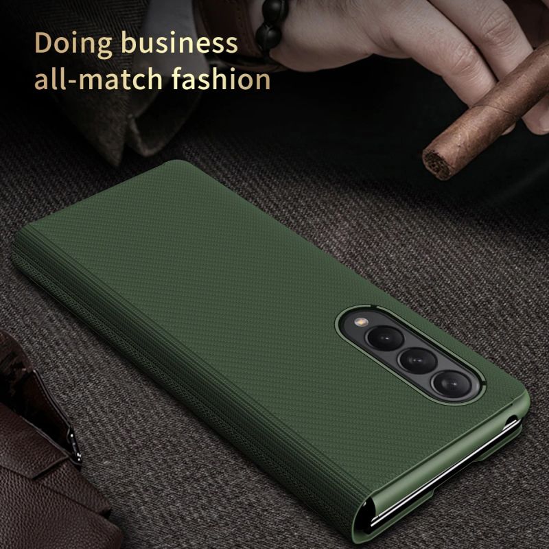 Carbon Pattern Leather Foldable Flip Case for Galaxy Z Fold3 5G