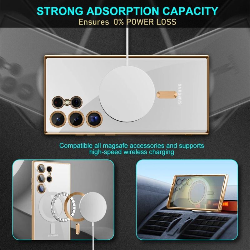 Magnetic Magsafe Plating Transparent Case For Galaxy S23 Ultra