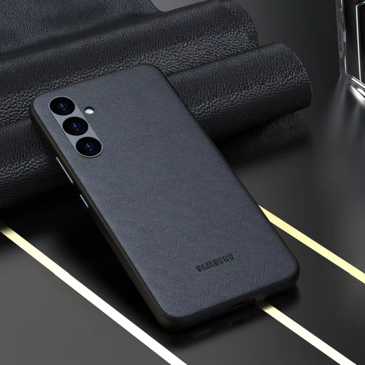 Genuine Leather Case With Camera Protection Metal Ring for Galaxy S24