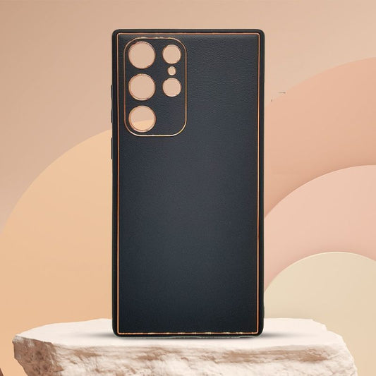 Gold Plating Leather Case for Galaxy S22 Ultra