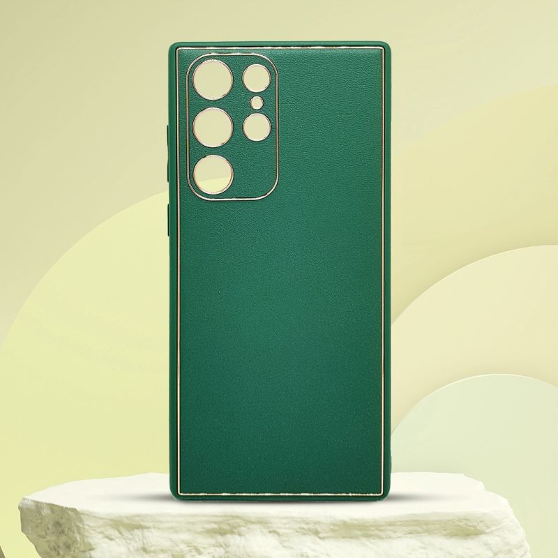 Gold Plating Leather Case for Galaxy S22 Ultra