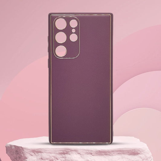 Gold Plating Leather Case for Galaxy S22 Ultra