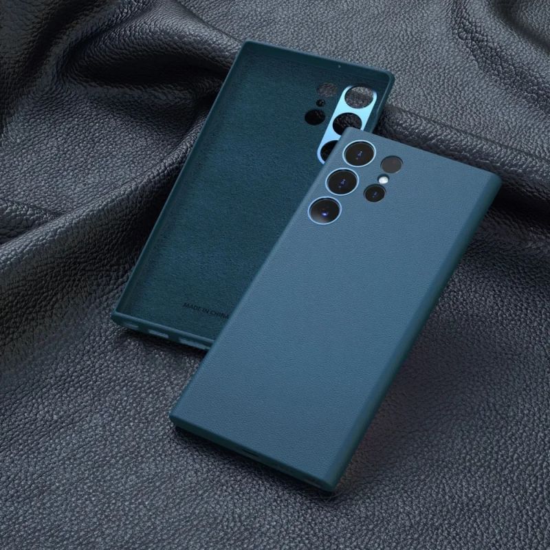 Genuine Leather Case With Camera Protection Metal Ring for Galaxy S24 Ultra