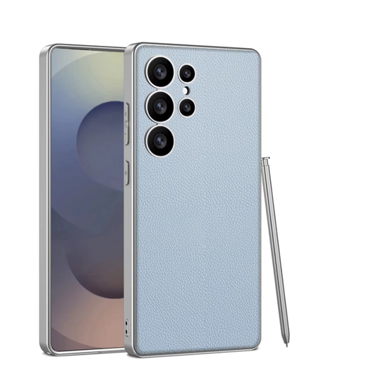 Plain Leather Metallic Electroplated Slim Case for Galaxy S25 Ultra