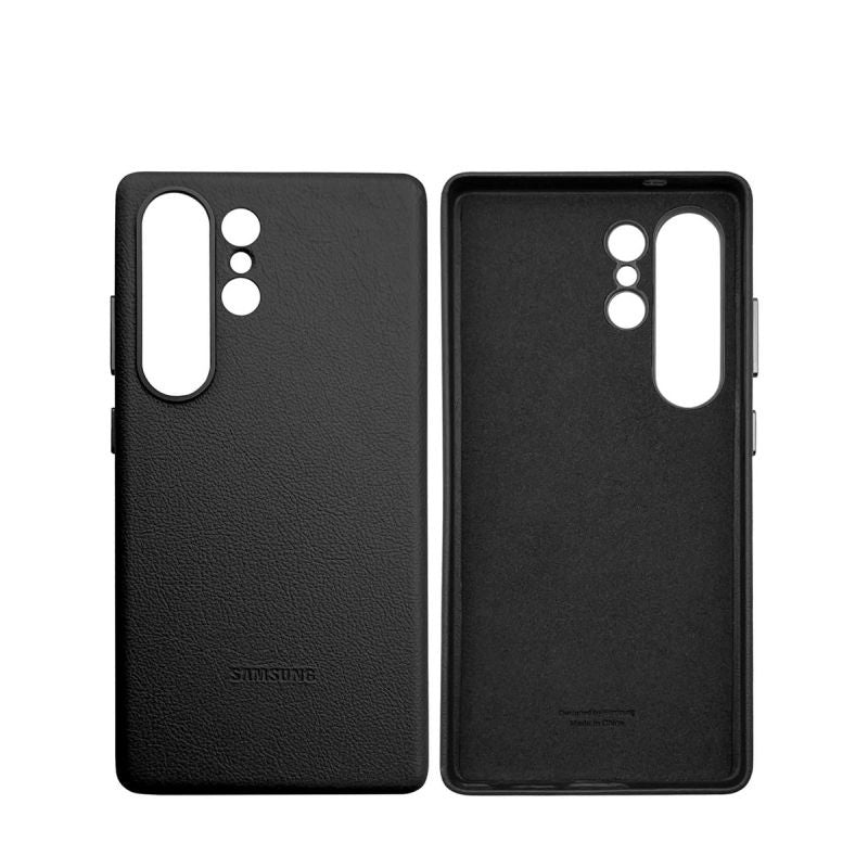 Metal Camera Ring Leather Case for Galaxy S25 Ultra