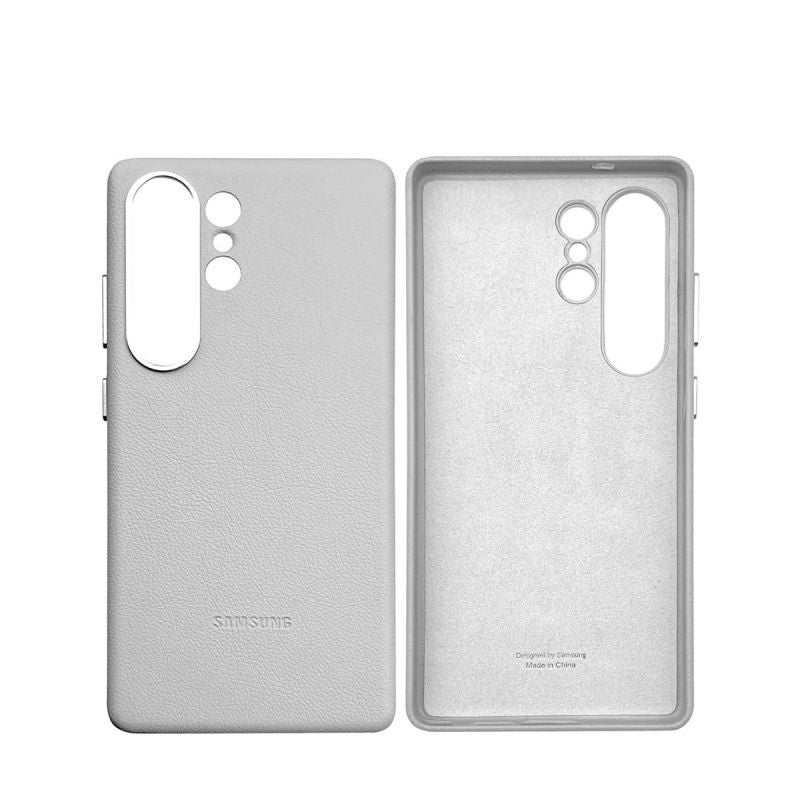 Metal Camera Ring Leather Case for Galaxy S25 Ultra