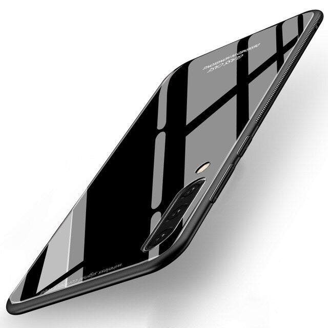Tempered Glass Soft Silicone Back Case For Samsung Galaxy A70
