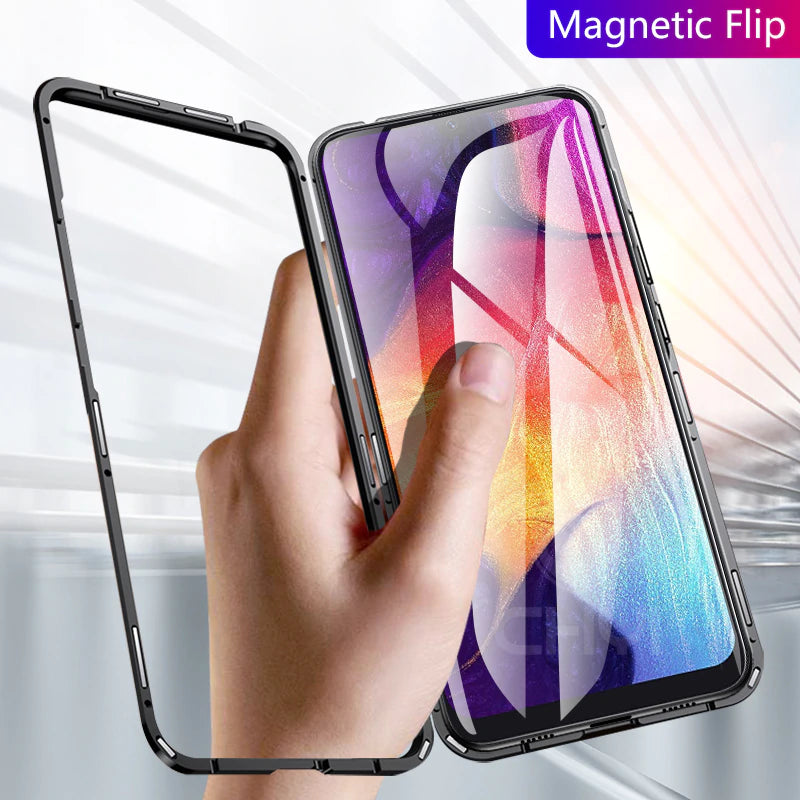 Magnetic Adsorption Clear Glass Case for Samsung Galaxy A30