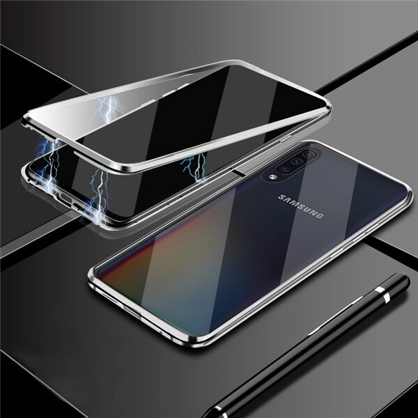 Magnetic Adsorption Clear Glass Case for Samsung Galaxy A50