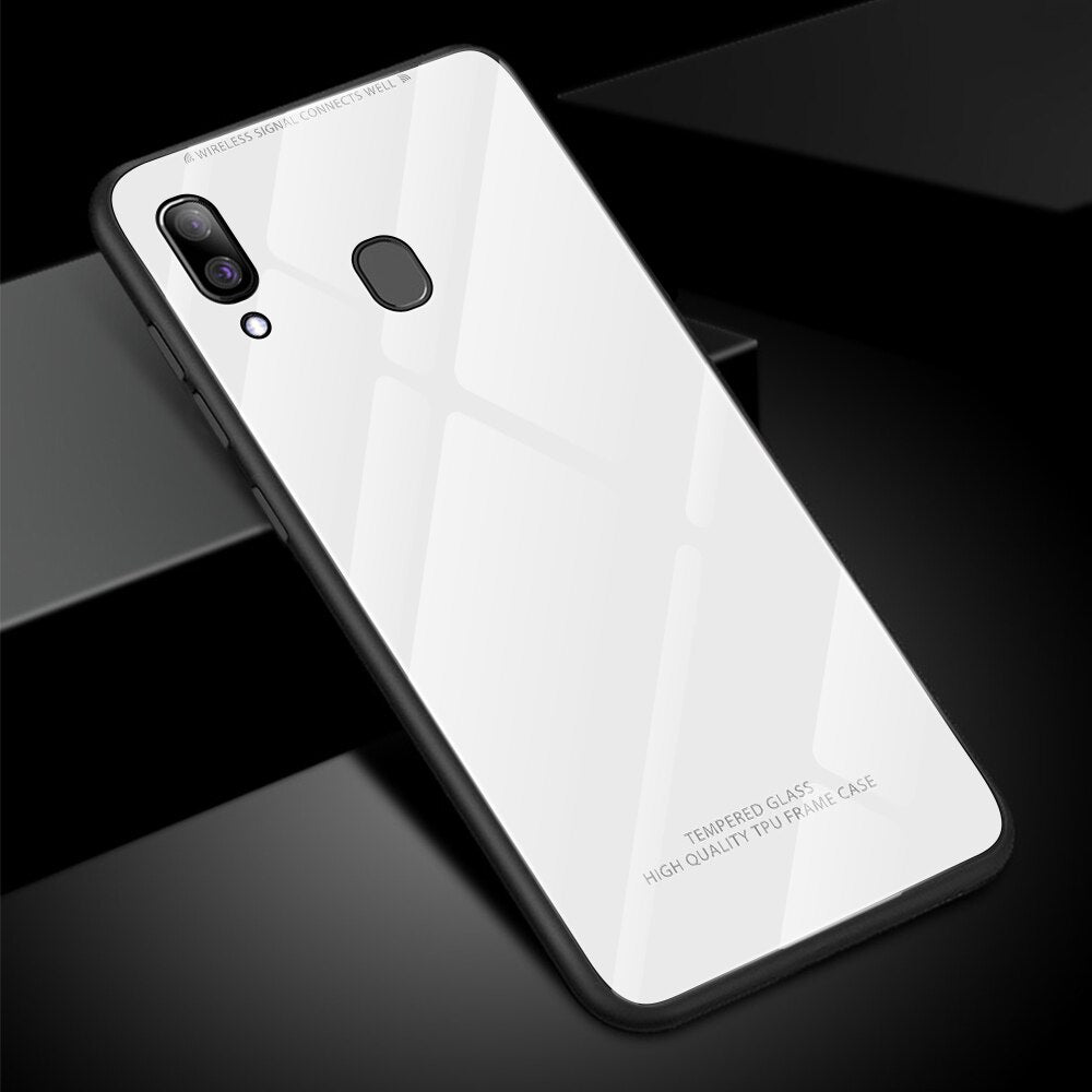 Tempered Glass Soft Silicone Case for Samsung Galaxy A30