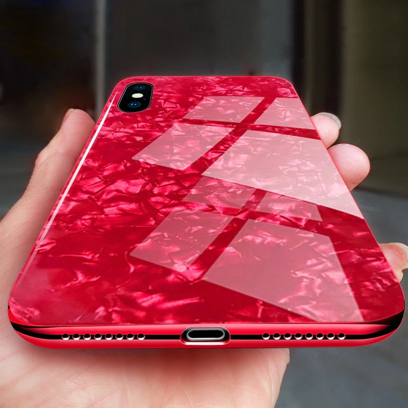 Luxury Marble Pattern Tempered Glass Case For iPhone XS