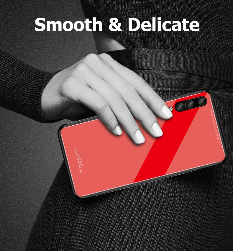Luxury Soft Edge Toughened Glass Back Case for Samsung Galaxy A50s