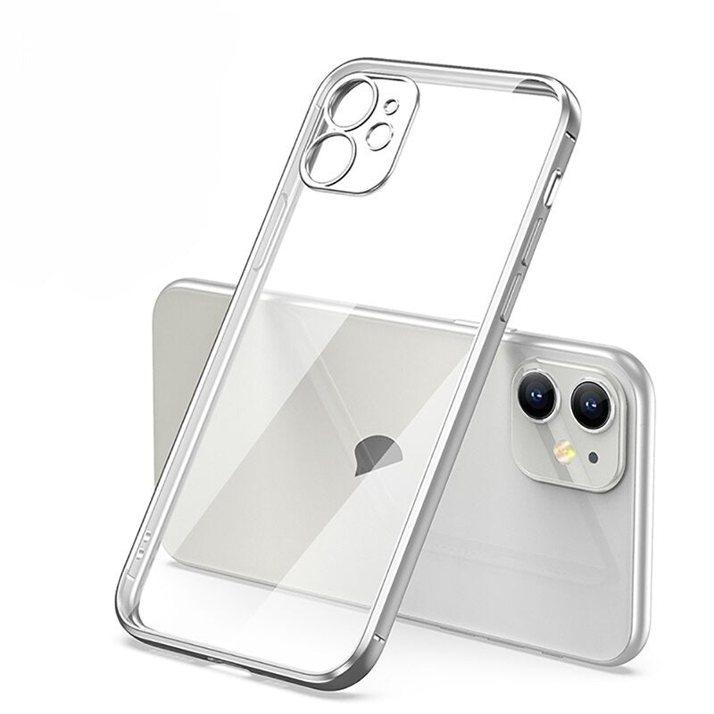 Restore the classic iPhone SE iPhone12 square shape phone case Luxury  Plating Square frame Transparent Case For iPhone 11 11 Pro11pro Max 12  iphone 6 /6s 7/ 8 6/6sPlus 7/8 plus XR