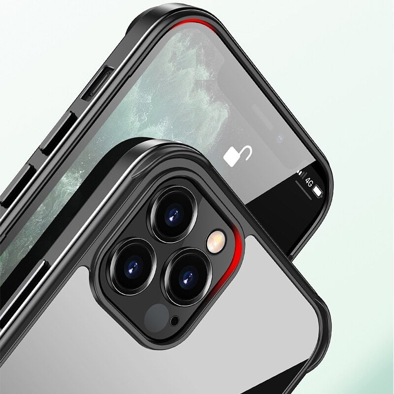 Luxury Square Metal Bumper Clear Case for iPhone 12 Pro Max