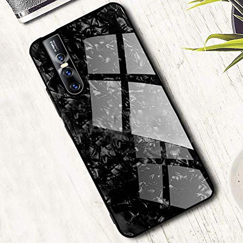 Buy 1 Get 1 Free Luxury Marble Pattern Tempered Glass Back Case for Vivo V15 Pro