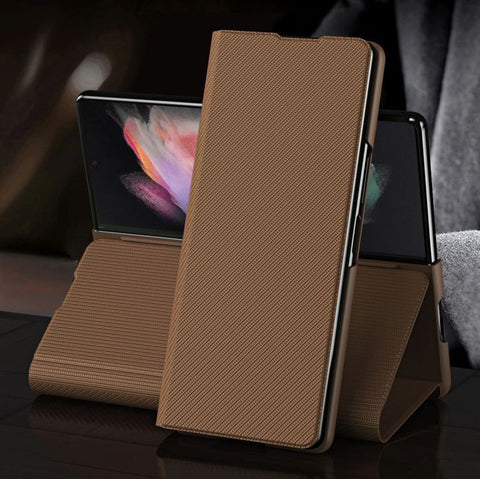 Carbon Pattern Leather Foldable Flip Case for Galaxy Z Fold3 5G