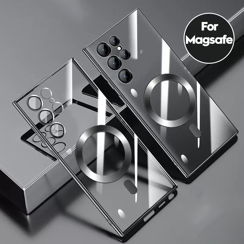 Magnetic Magsafe Plating Transparent Case For Galaxy S23 Ultra