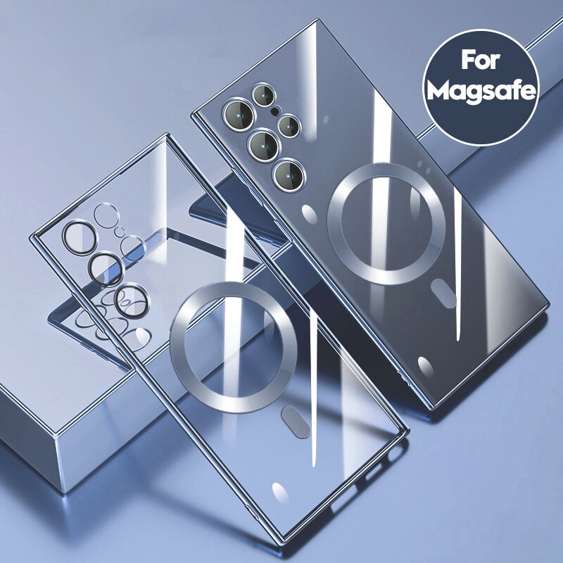 Magnetic Magsafe Plating Transparent Case For Galaxy S23 Ultra