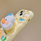 Cute 3D Yellow Duck Silicone Case with Holder for iPhone 15