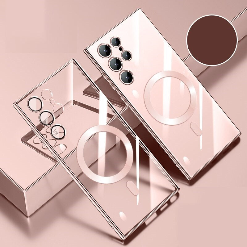 Magnetic Magsafe Plating Transparent Case For Galaxy S23 Ultra