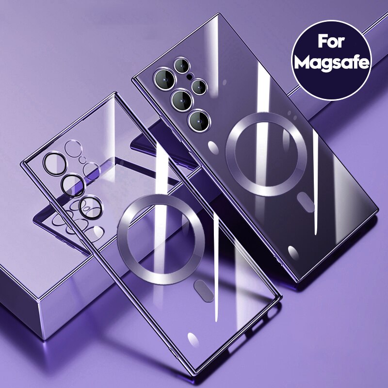 Magnetic Magsafe Plating Transparent Case For Galaxy S23 Ultra