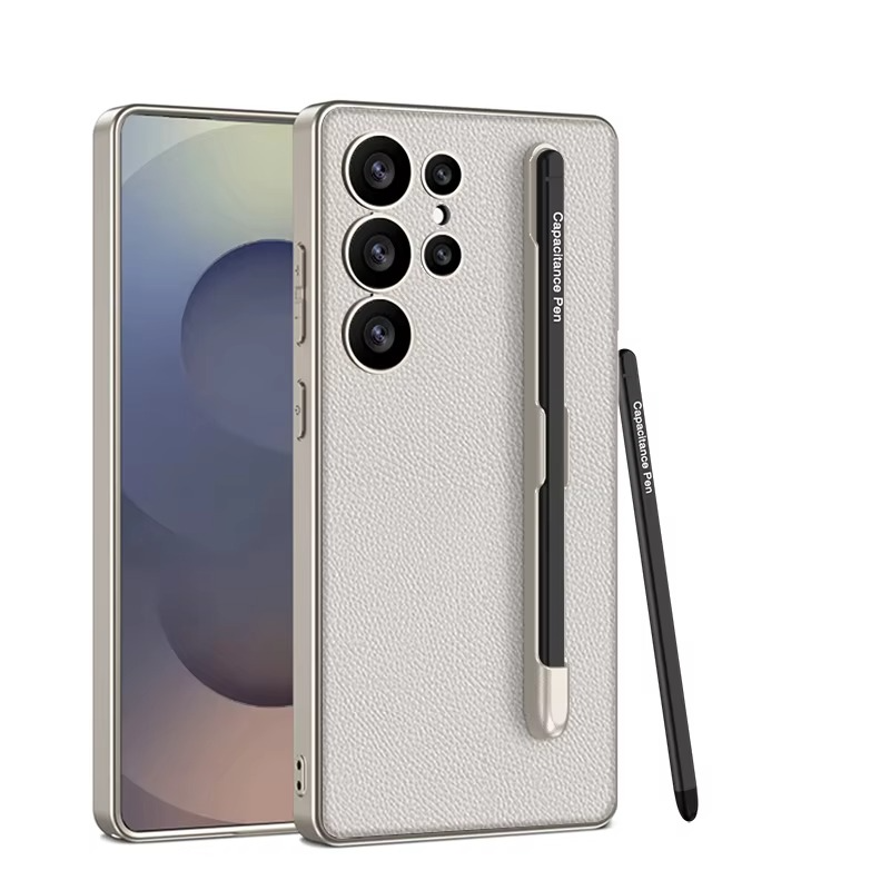 Ultra Slim Leather Case with Stylus Pen for Galaxy S25 Ultra