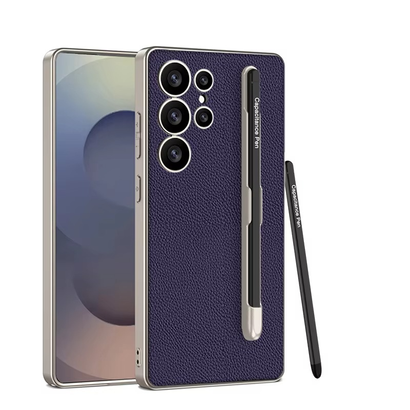 Ultra Slim Leather Case with Stylus Pen for Galaxy S25 Ultra
