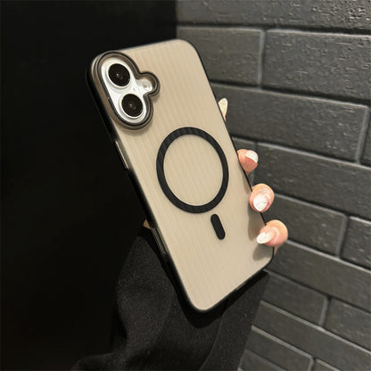 Corrugated Pattern Matte Hard PC With Magsafe Case for iPhone 16