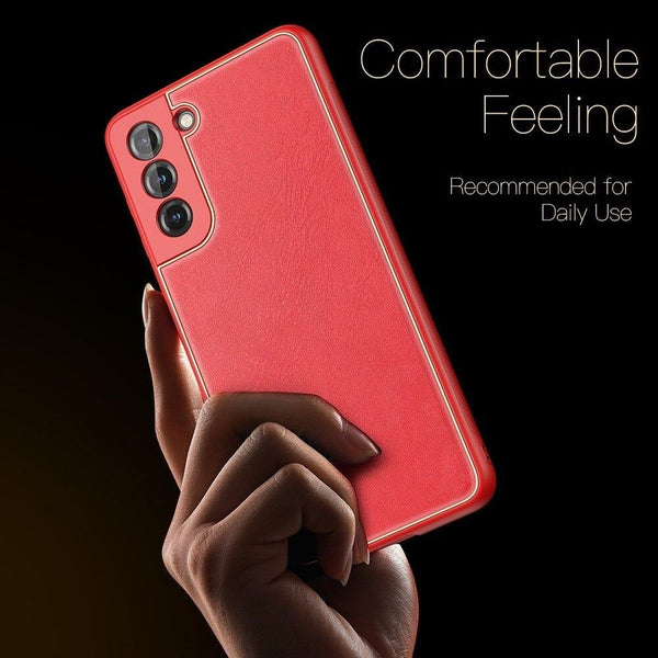 Gold Electroplated Leather Case for Galaxy S21 FE 5G