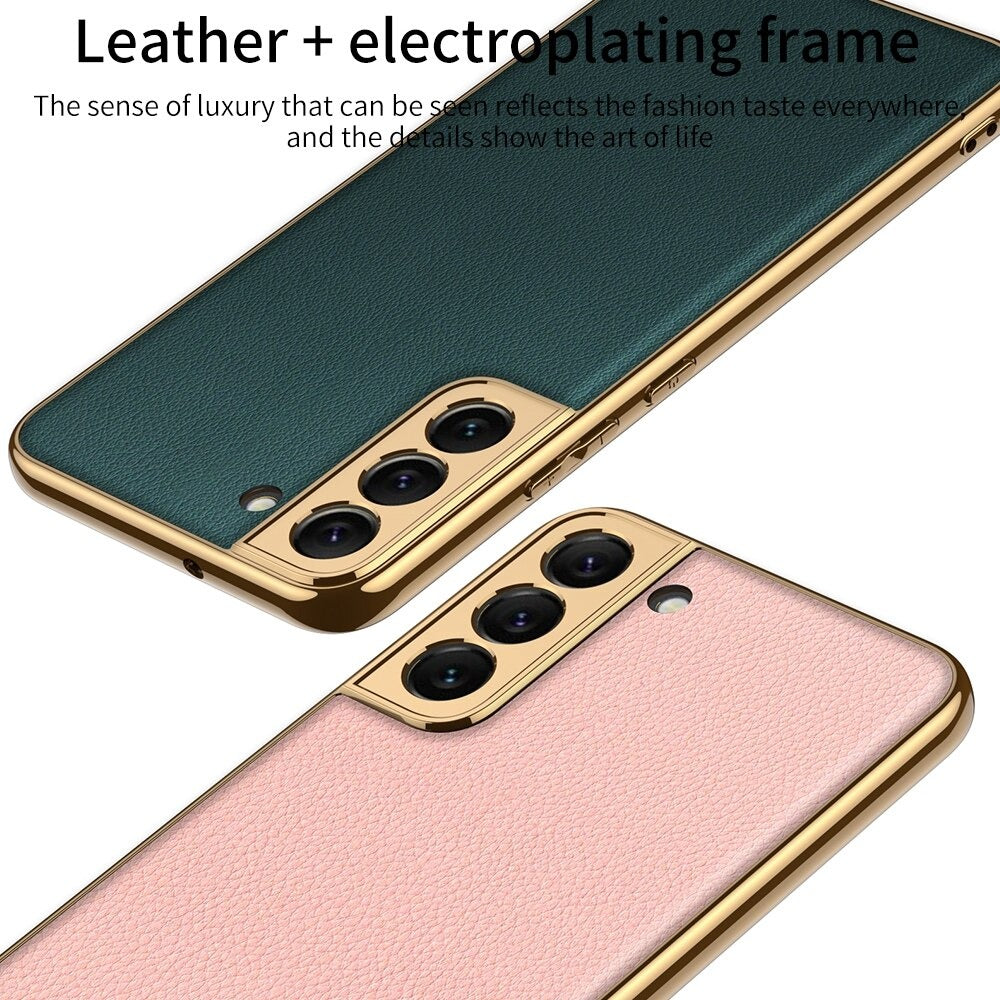 Lux Gold Electroplated Leather Case for Galaxy S22 Plus