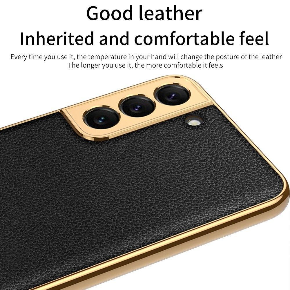 Lux Gold Electroplated Leather Case for Galaxy S22 Plus