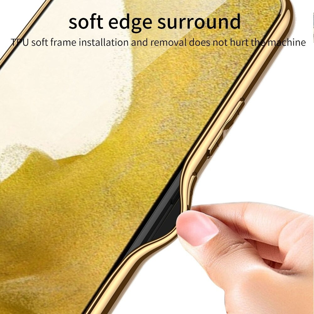 Lux Gold Electroplated Leather Case for Galaxy S22 Plus