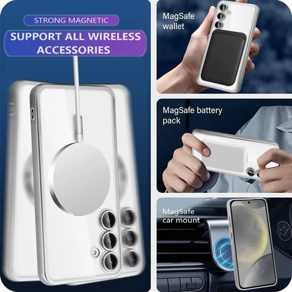 Magnetic Magsafe Plating Clear Case For Galaxy S24