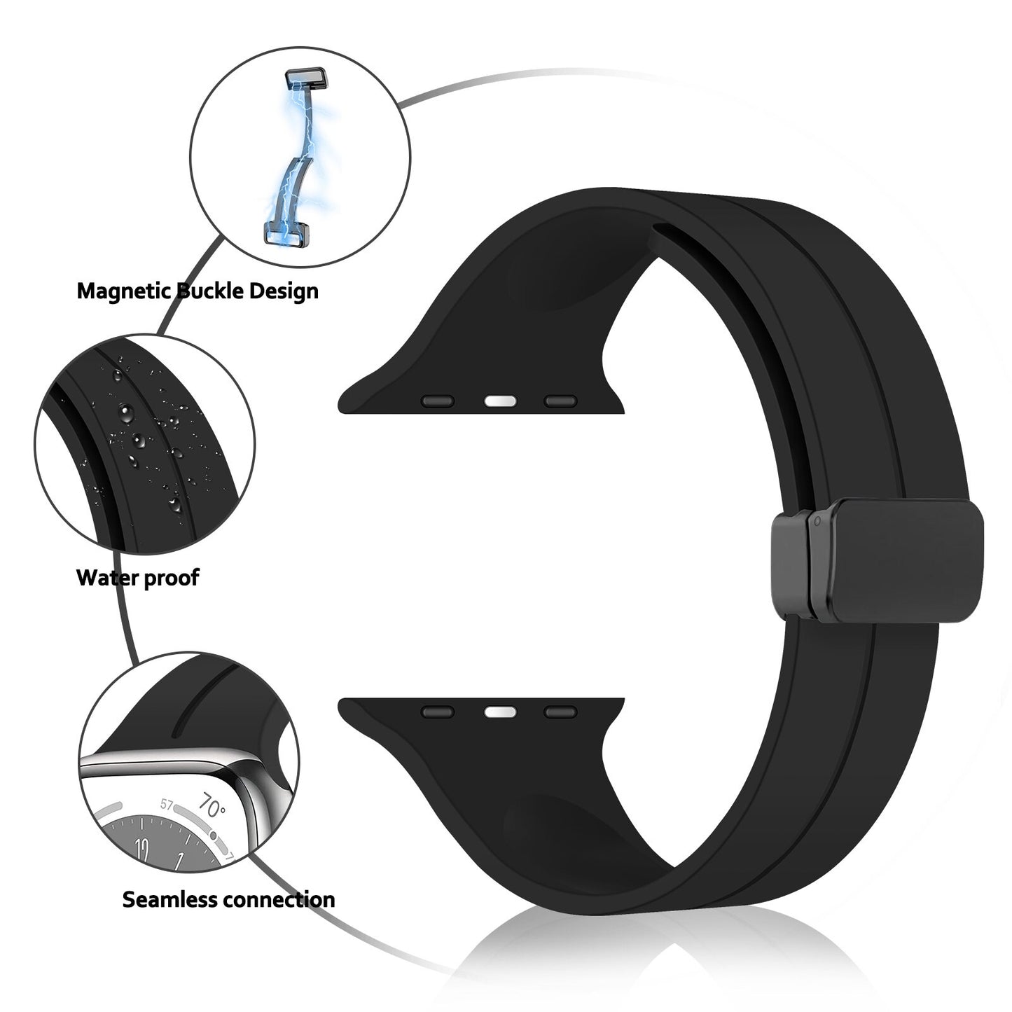 Soft Silicone Magnetic Buckle Band for Apple Watch