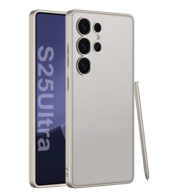 Plain Leather Metallic Electroplated Slim Case for Galaxy S25 Ultra