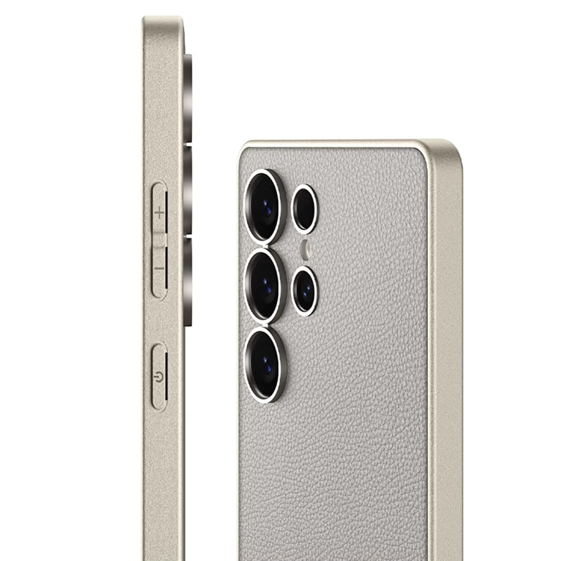 Plain Leather Metallic Electroplated Slim Case for Galaxy S25 Ultra