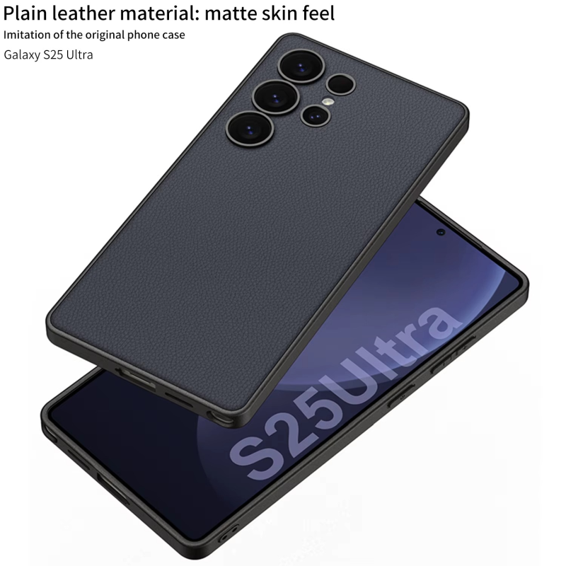 Plain Leather Metallic Electroplated Slim Case for Galaxy S25 Ultra