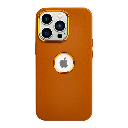 Genuine Leather Logo Cut Case For iPhone 13 Pro Max