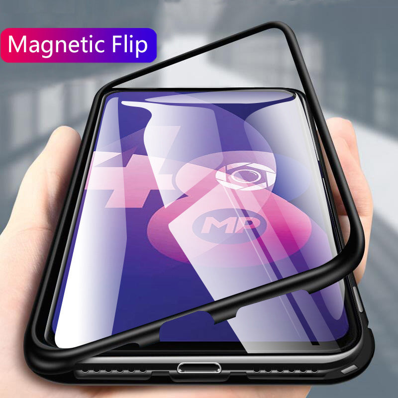 Magnetic Adsorption Clear Glass Case for Oppo F11 Pro