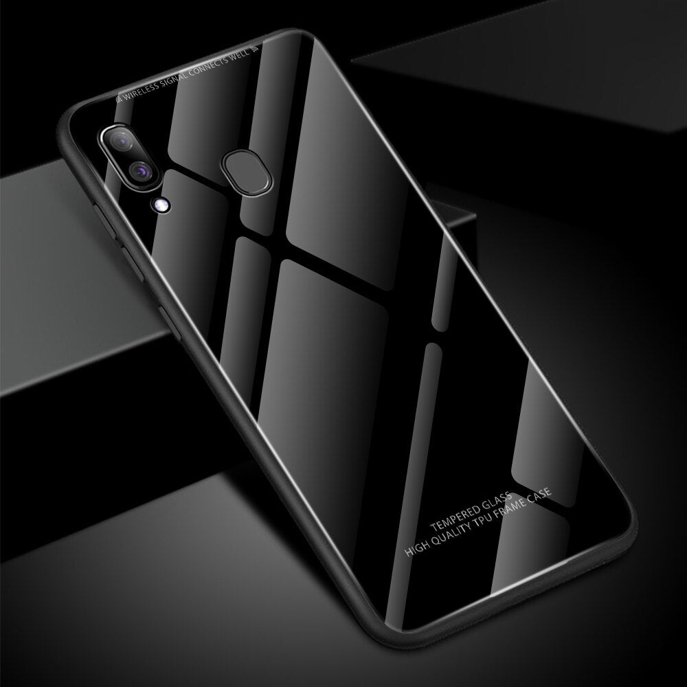 Tempered Glass Soft Silicone Case for Samsung Galaxy A30