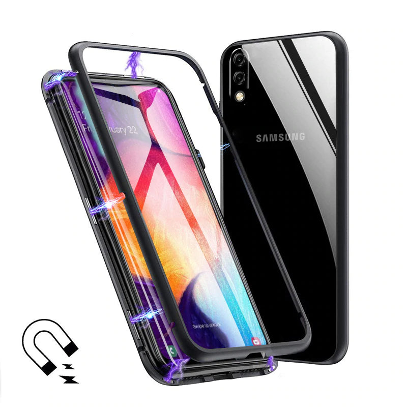 Magnetic Adsorption Clear Glass Case for Samsung Galaxy A30