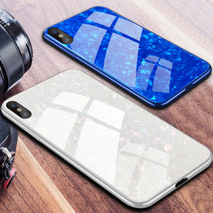 Luxury Marble Pattern Tempered Glass Case For iPhone XS