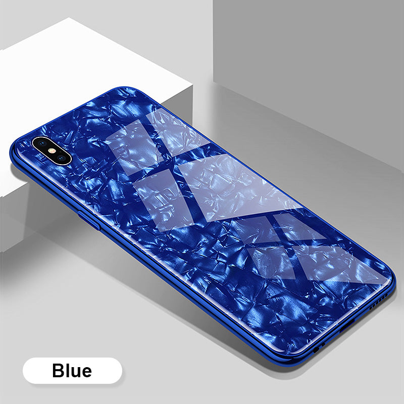 Luxury Marble Pattern Tempered Glass Case For iPhone X