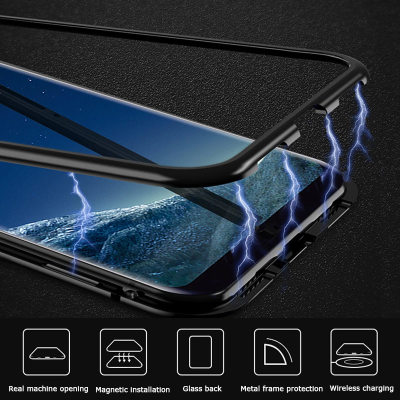 Magnetic Adsorption Clear Glass Case for Samsung Galaxy A50s