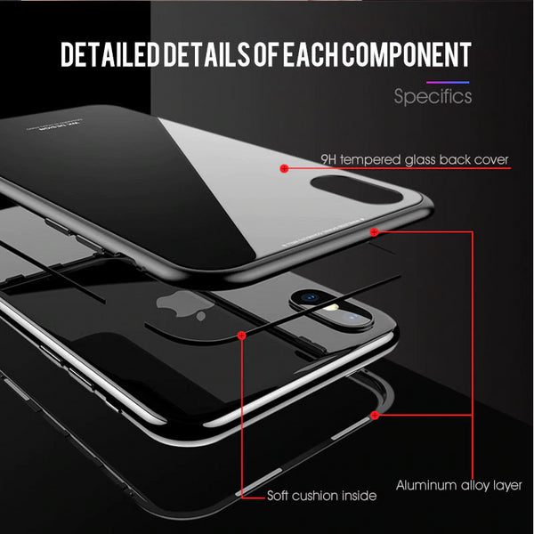 Magnetic Adsorption Glass Case for iPhone X