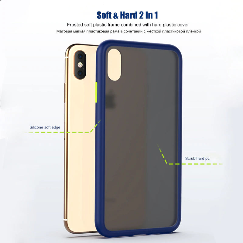 Hybrid Soft Grip Matte Finish Clear Back Case for iPhone XS