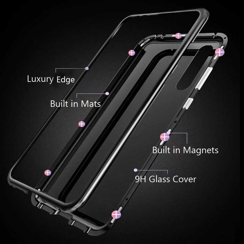 Magnetic Adsorption Clear Glass Case for Samsung Galaxy A50s